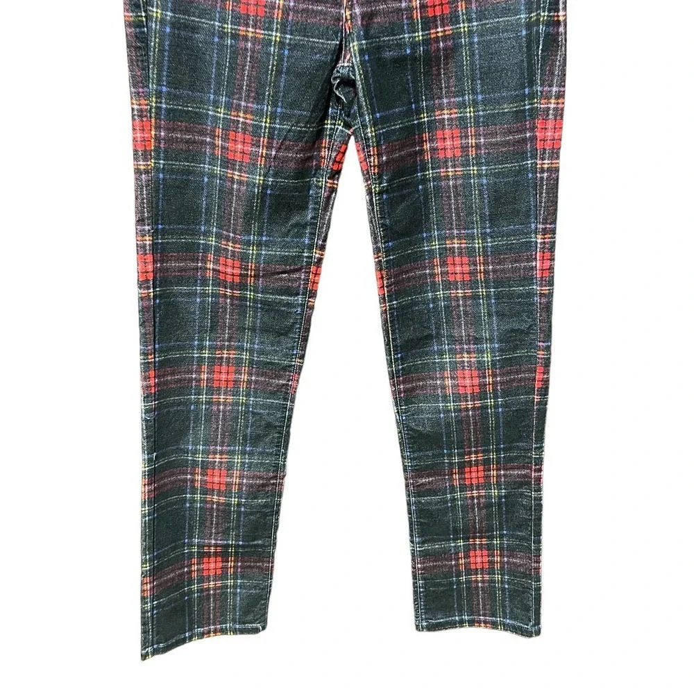 Pam & Gela Tartan Plaid Slim Crop Pant Red Multi‎ Size 25 - Picture 5 of 12